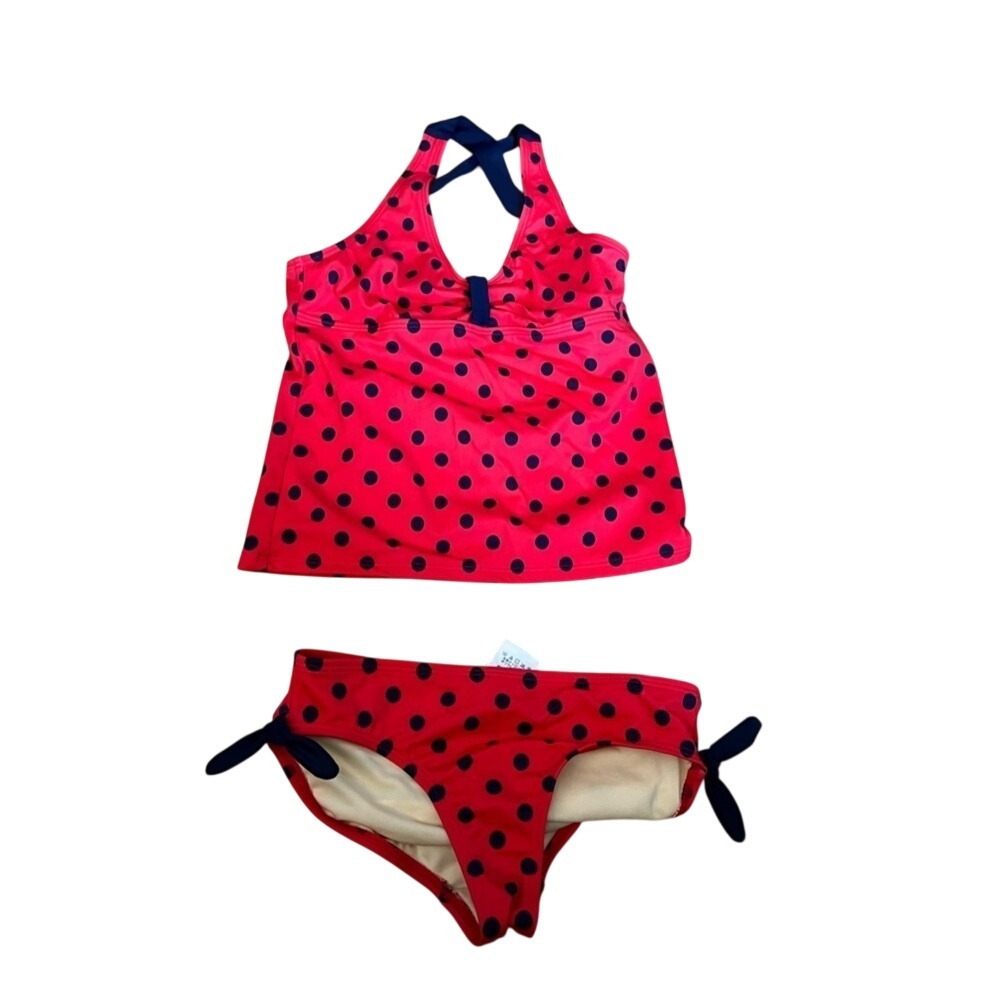 Lands end red polka dot two piece youth‎ swimsuit